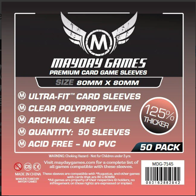 Square Card Sleeves - Medium (80x80mm) Premium Mayday